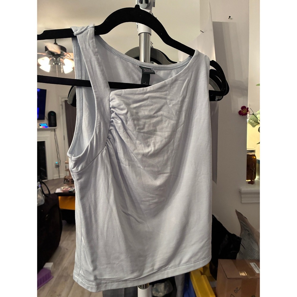Wild Fable Light Blue Asymmetrical Ruched Tank Top G93E9W New